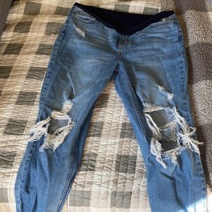 Distressed pink blush jeans